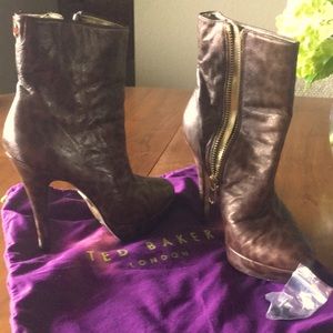 Ted Baker Leopard Metallic Heel booties